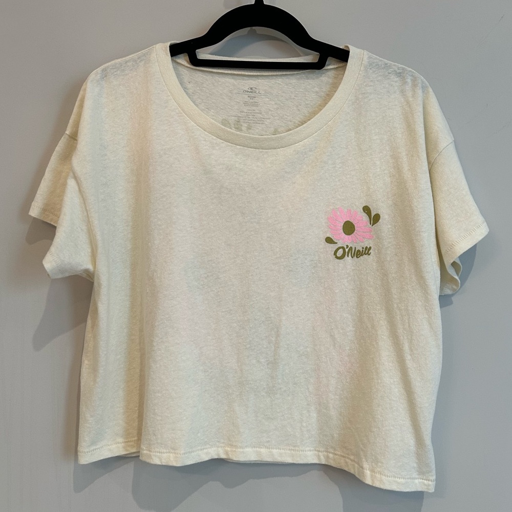 O'Neill Women’s Floral T-Shirt, Cream Color, Size Medium